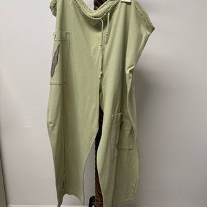 Vintage blue fish cotton drawstring pants